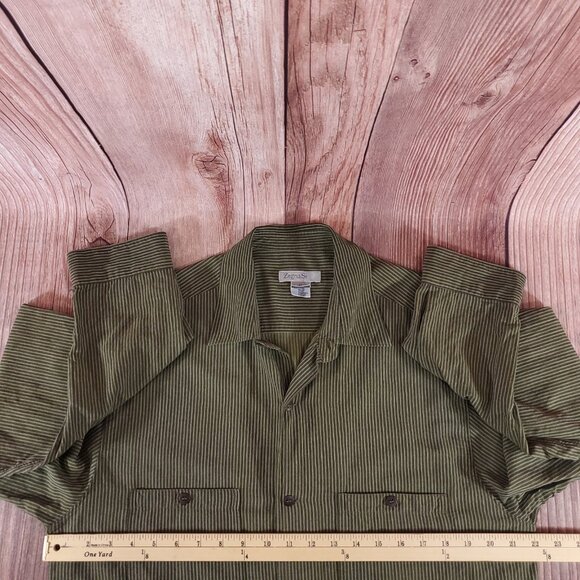 Zegna Sport Mens Medium Double Pockets Striped LS Button Up Shirt Made in Italy - Picture 13 of 14